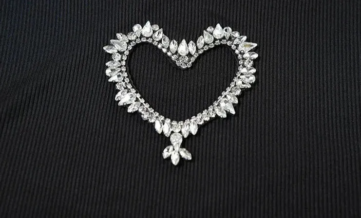 Rhinestone Heart Leggings Set