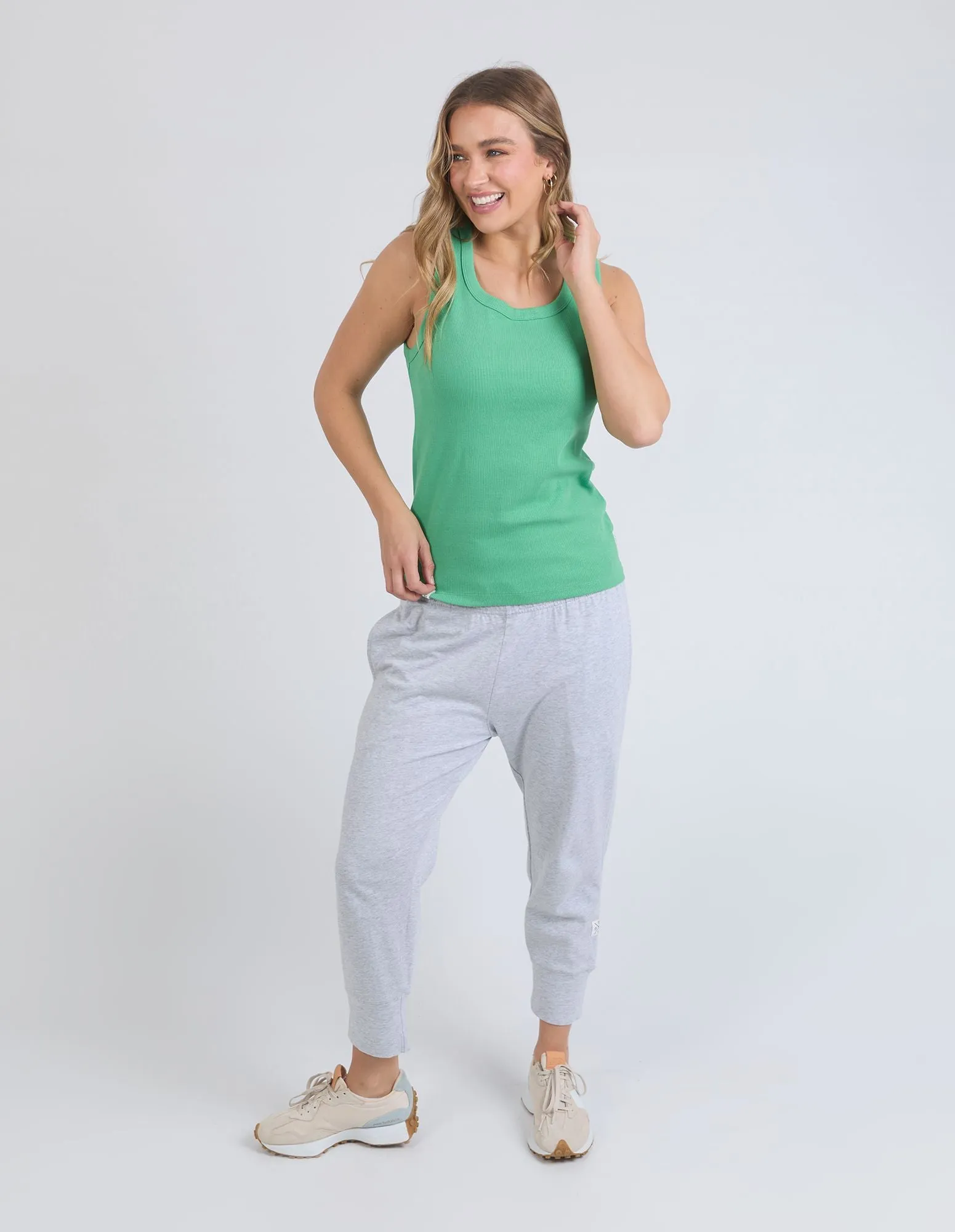 Rib Crew Tank - Green Briar