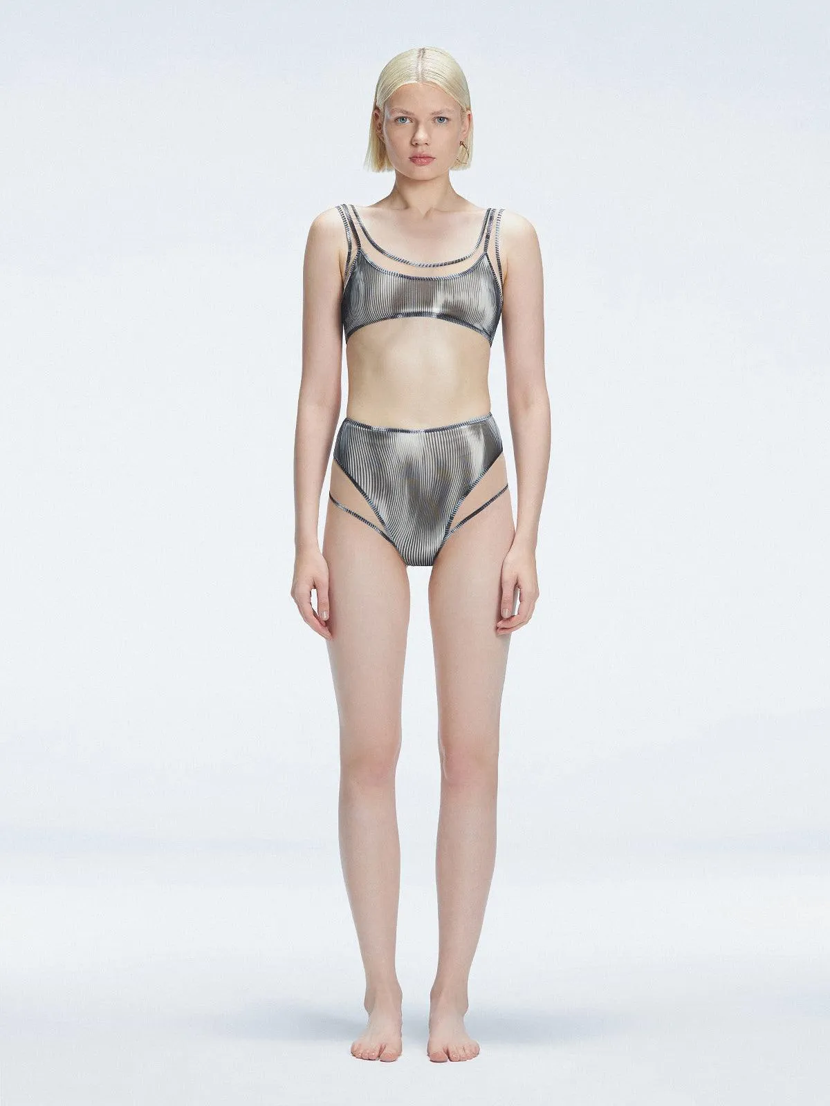 Rosalind Black Optical Bikini Top