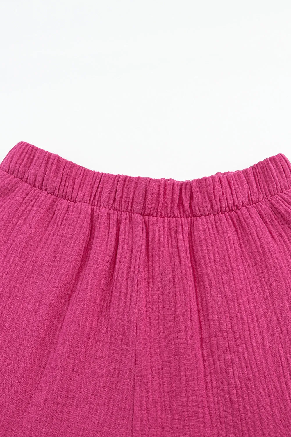 Rose Textured High Waist Ruffled Bell Bottom Pants