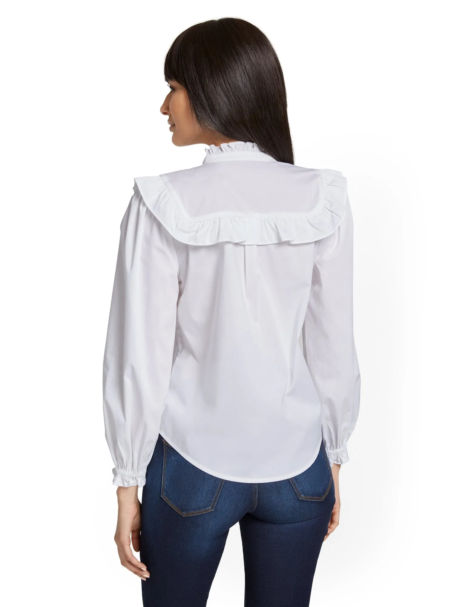 Ruffle Button-Down Top