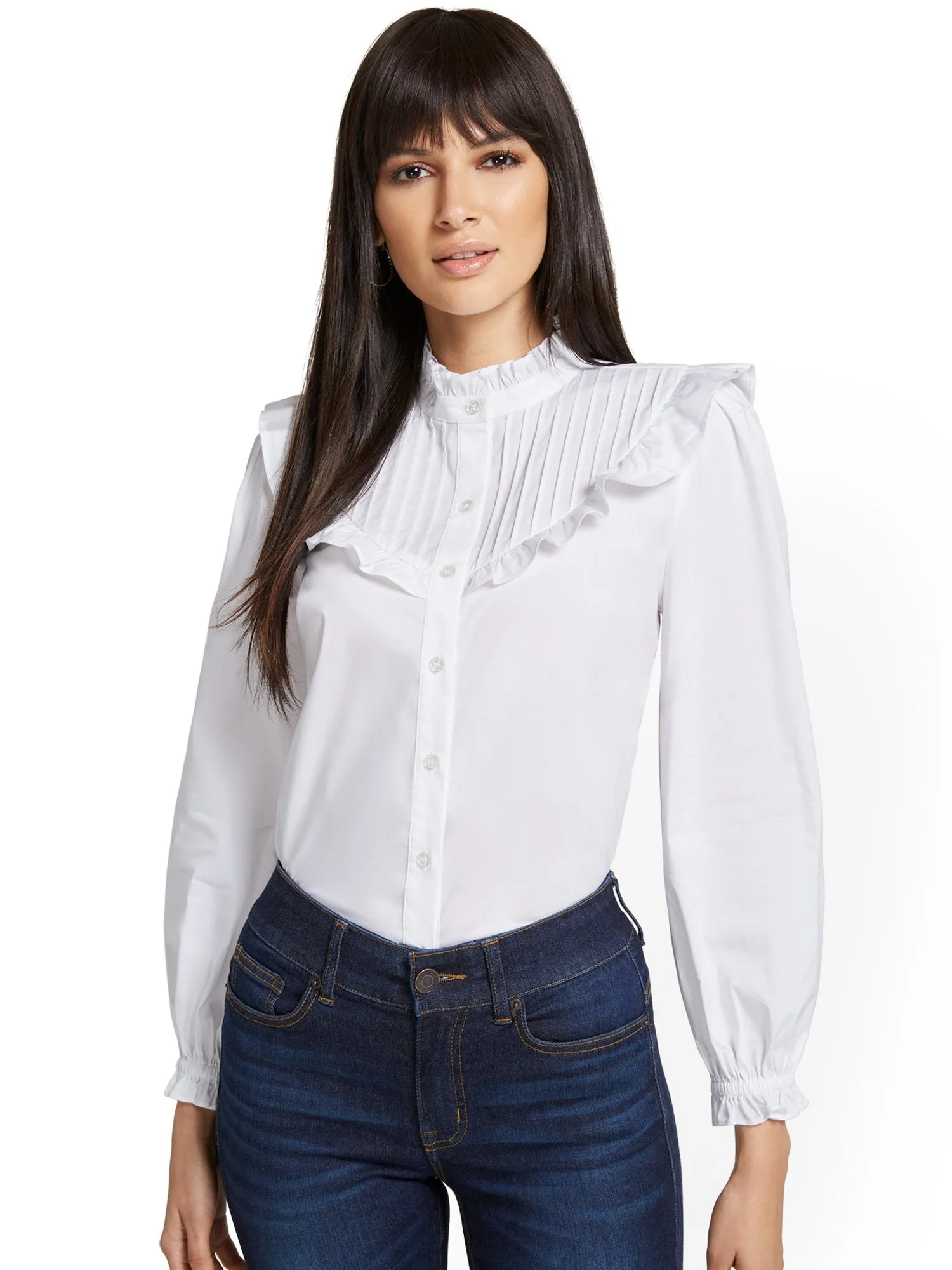 Ruffle Button-Down Top