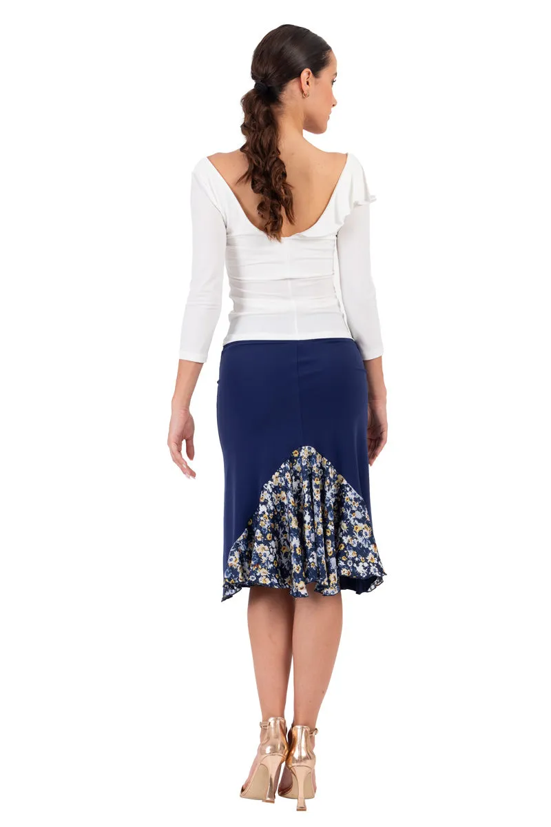 Ruffled Tango Top With 3/4 Sleeves