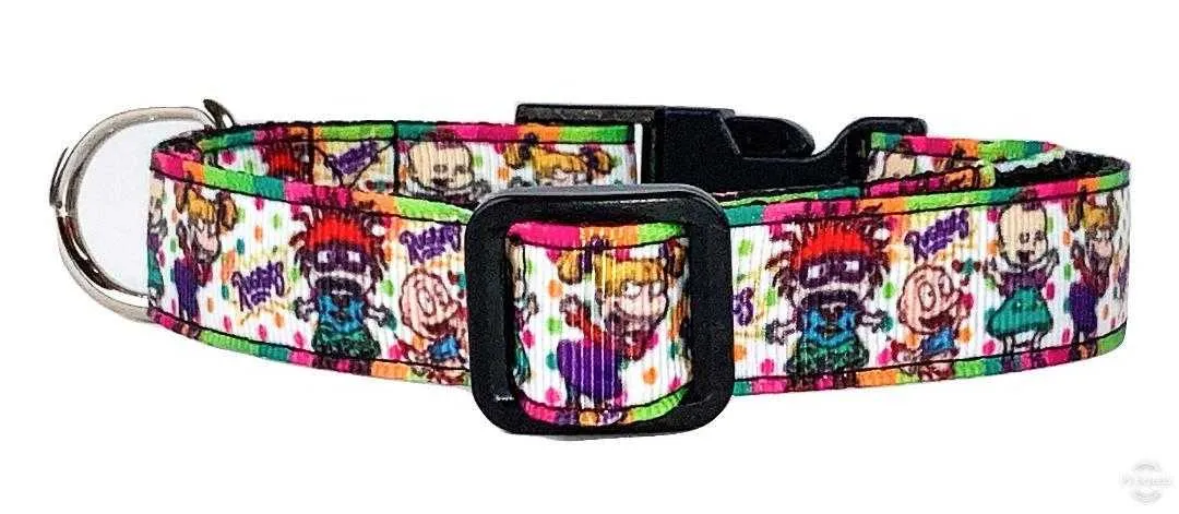Rugrats dog collar adjustable buckle collar 5/8"wide or leash Petcollarshandmade