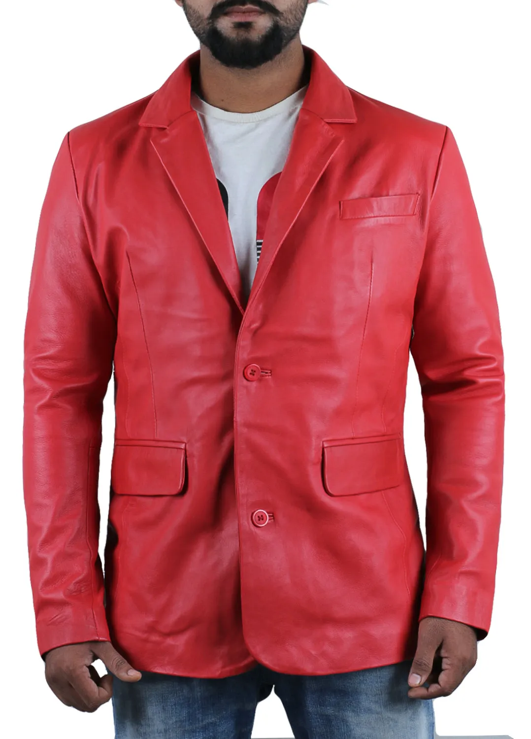 Rynith Maroon Leather Blazer