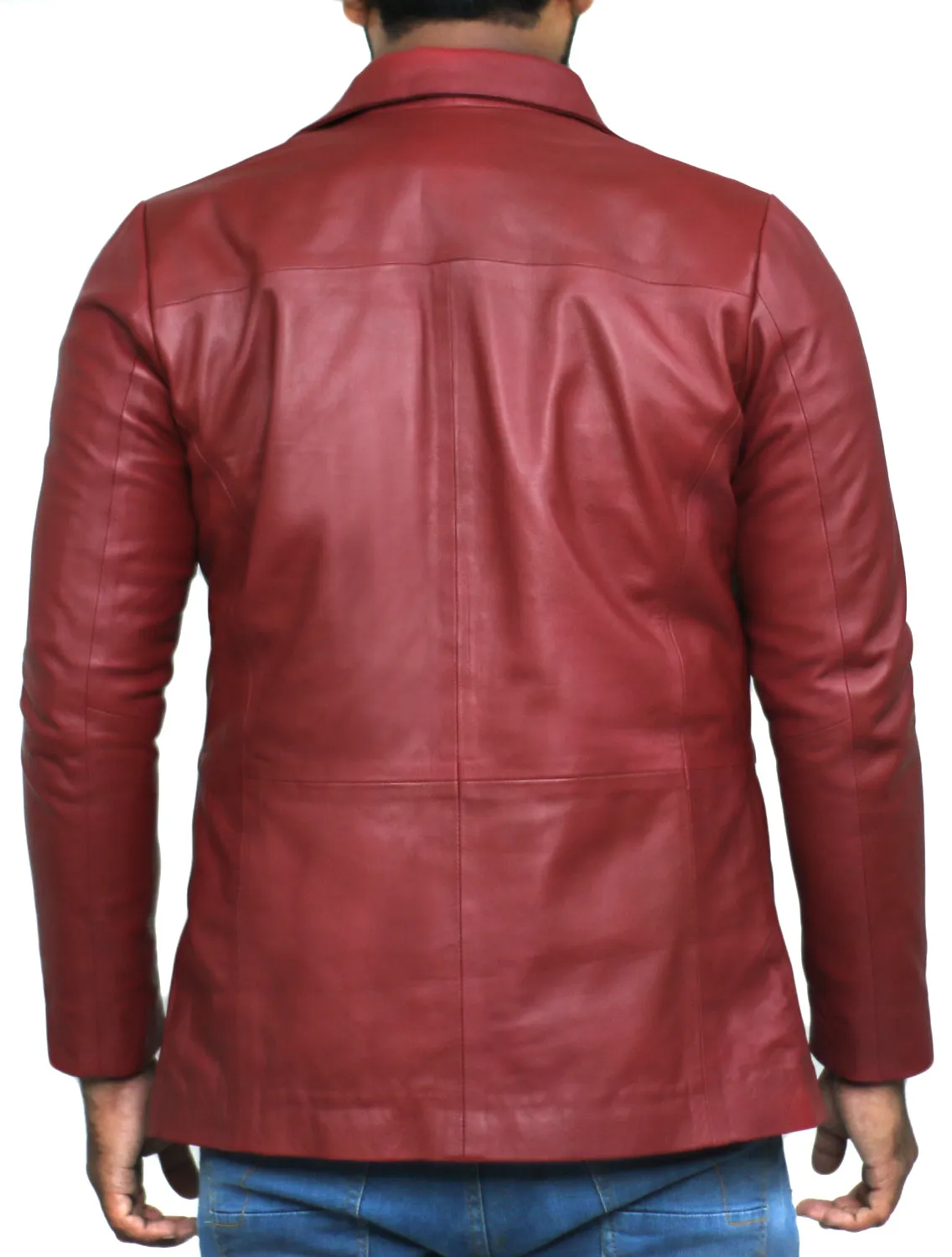Rynith Maroon Leather Blazer
