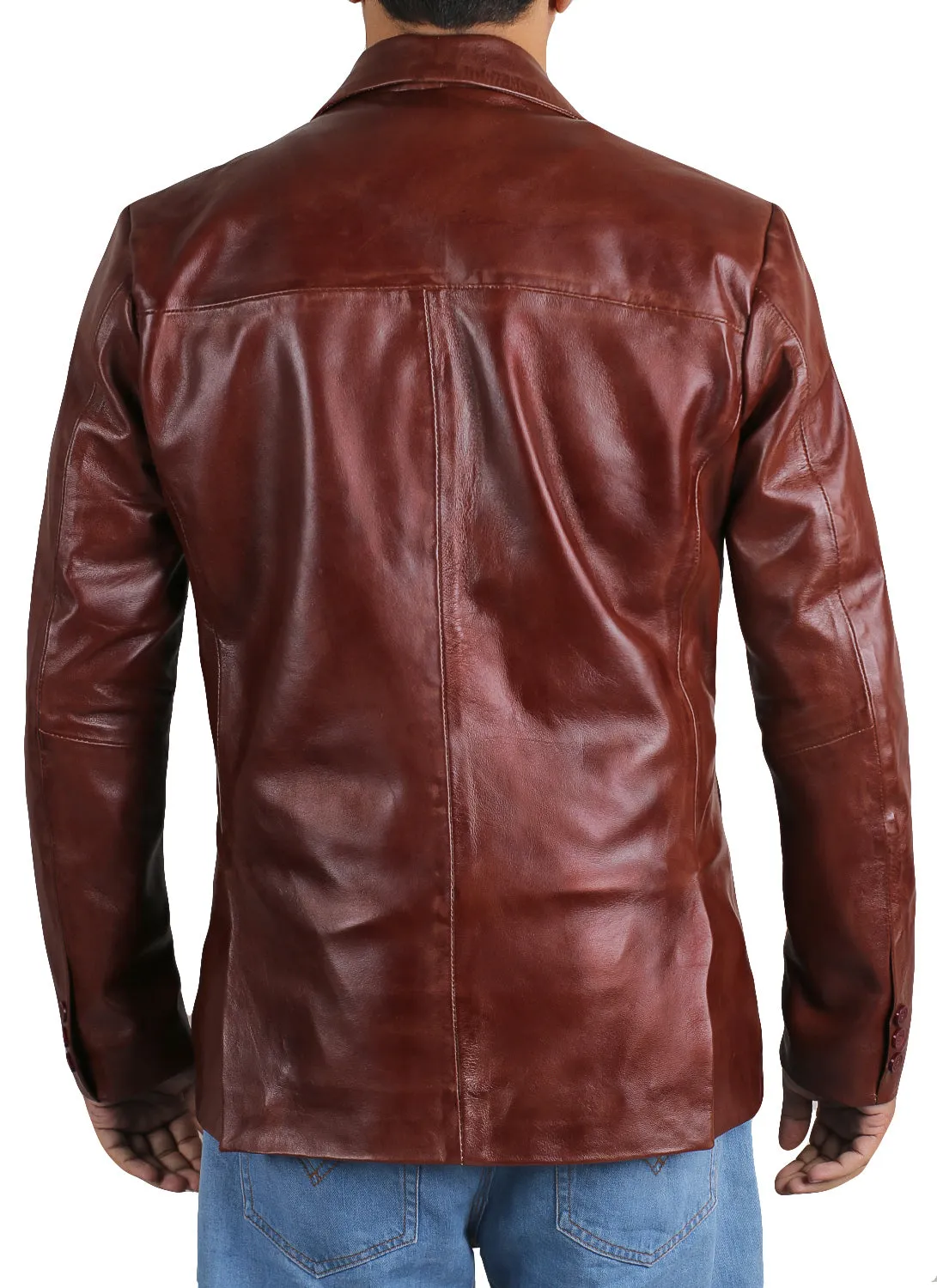 Rynith Maroon Leather Blazer