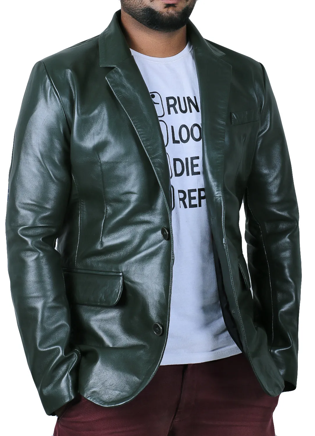 Rynith Maroon Leather Blazer