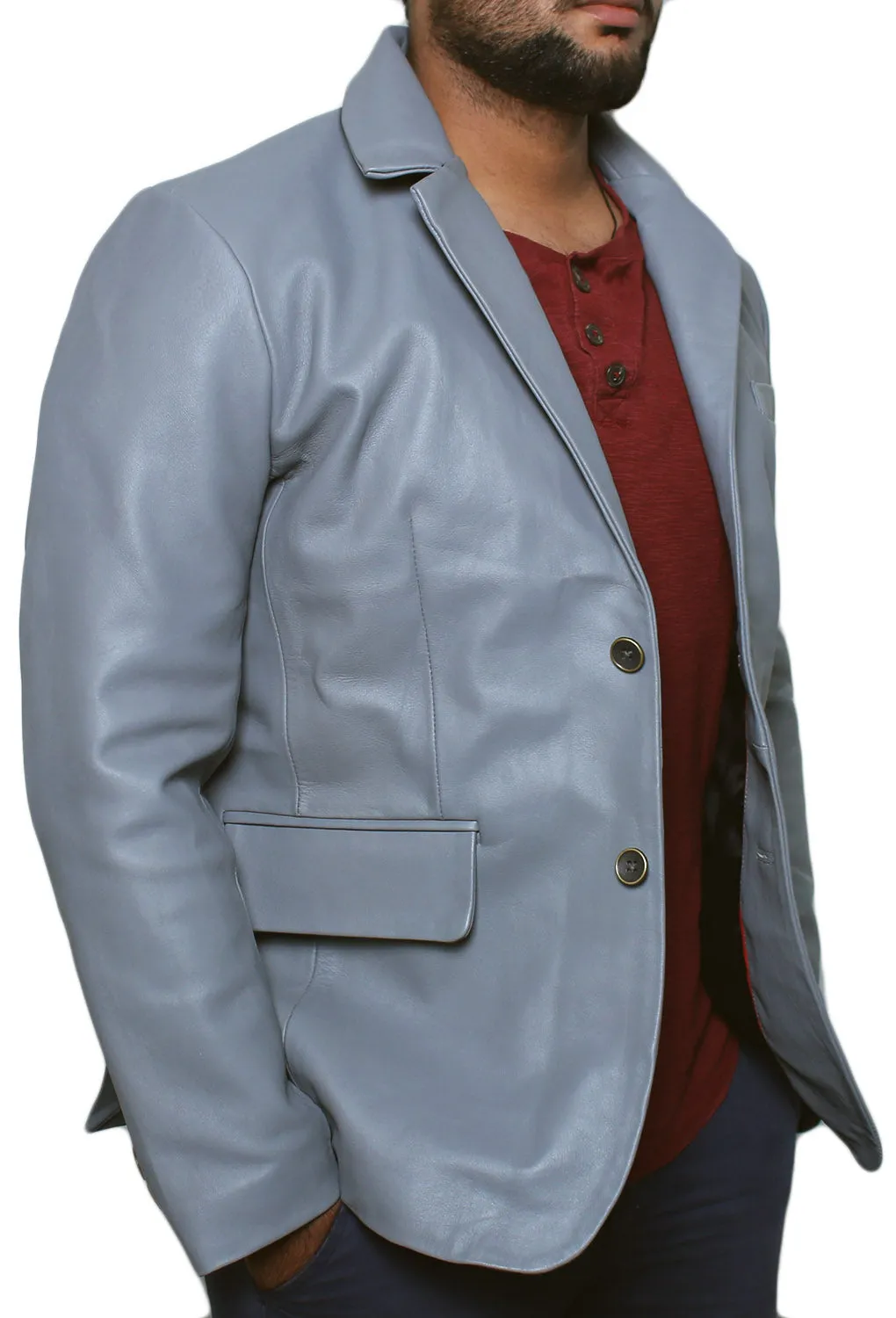Rynith Maroon Leather Blazer