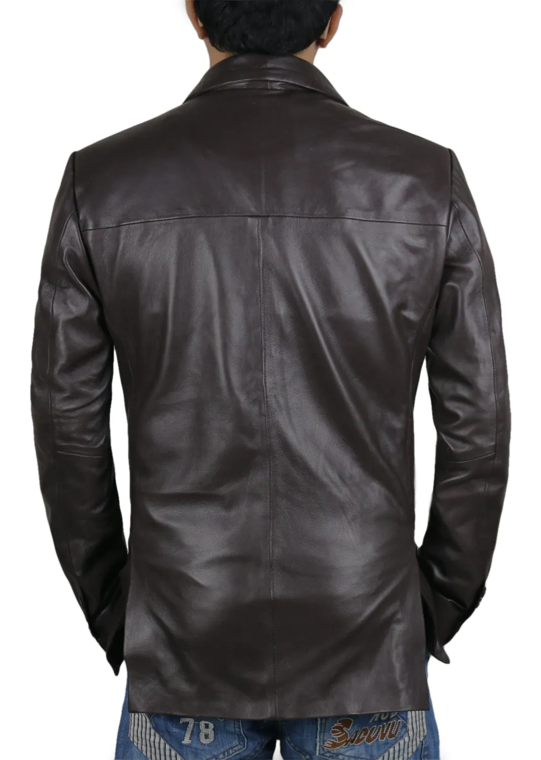 Rynith Maroon Leather Blazer