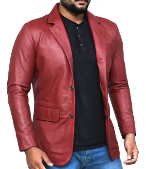 Rynith Maroon Leather Blazer