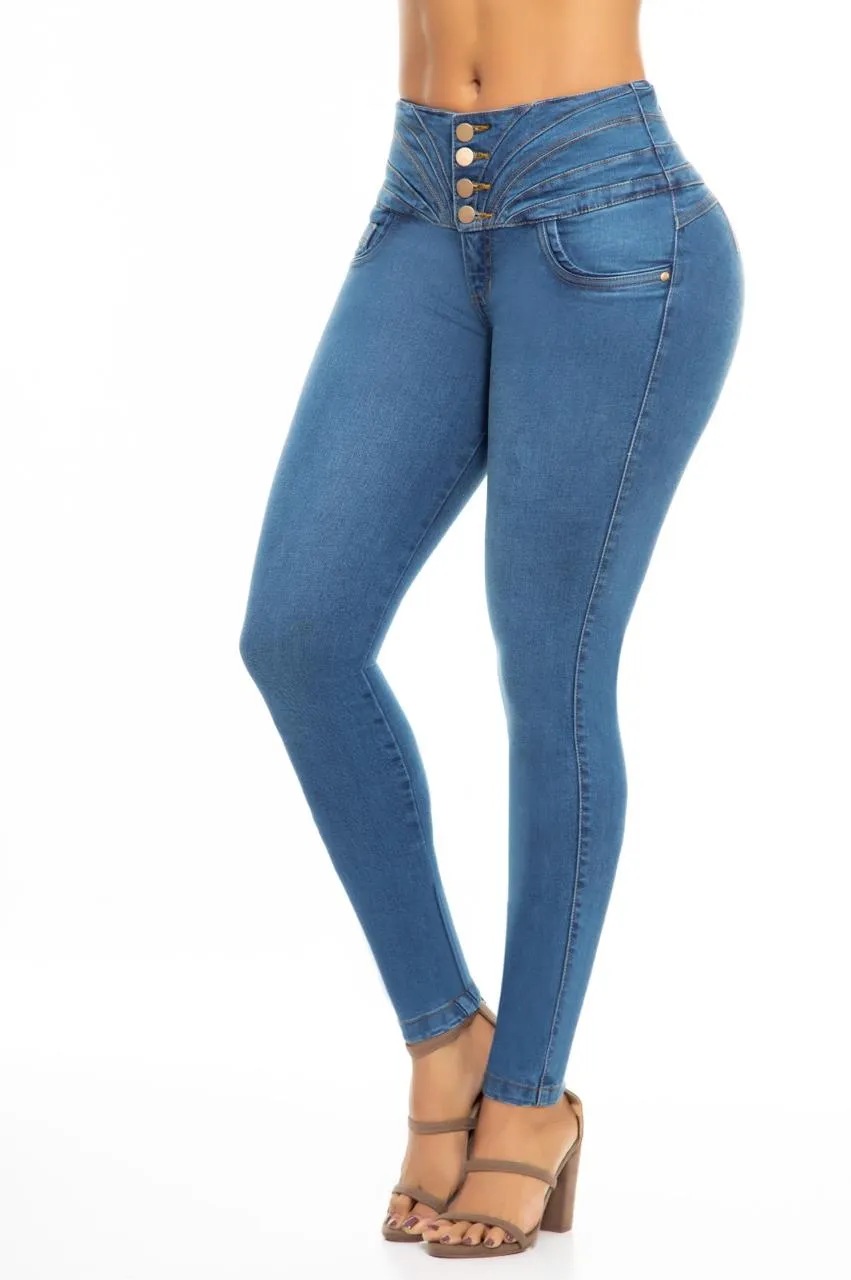 Sara Push Up Jeans - High Waisted - Blue