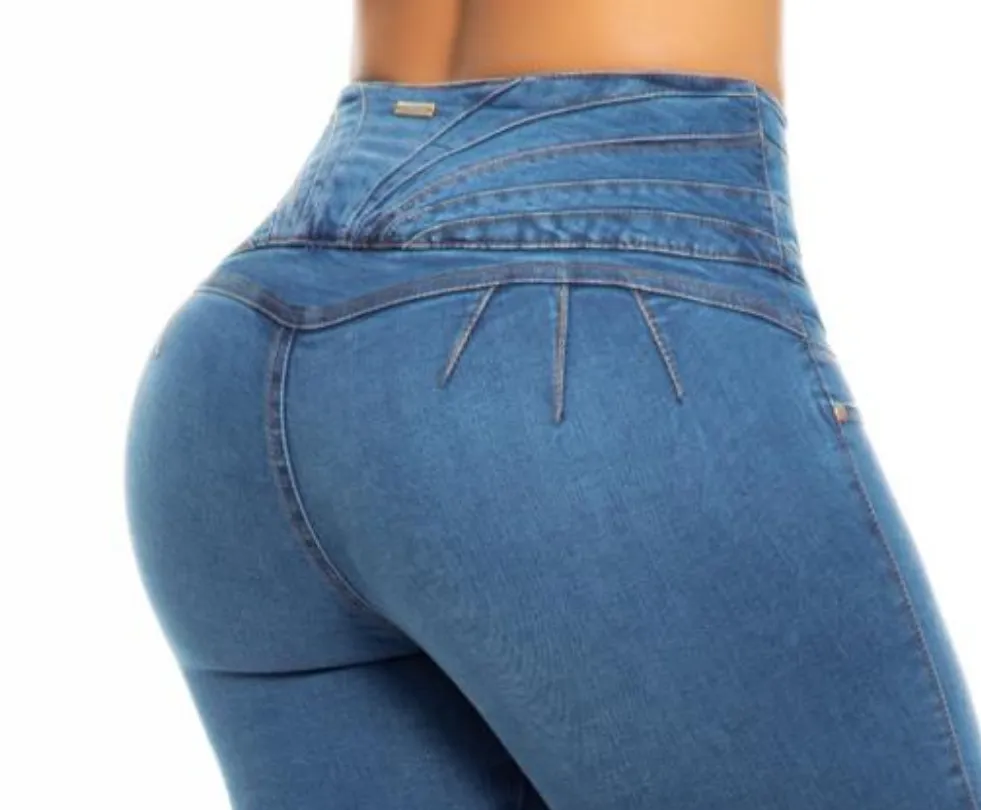 Sara Push Up Jeans - High Waisted - Blue