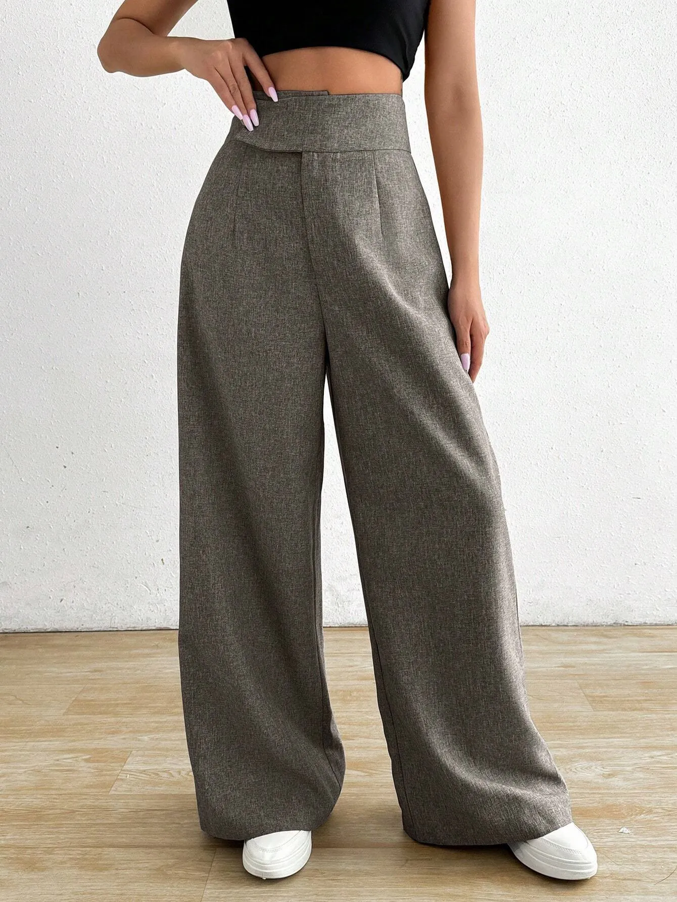 SHEIN Raffinéa Women Asymmetric Waist Loose Casual Wide Leg Pants
