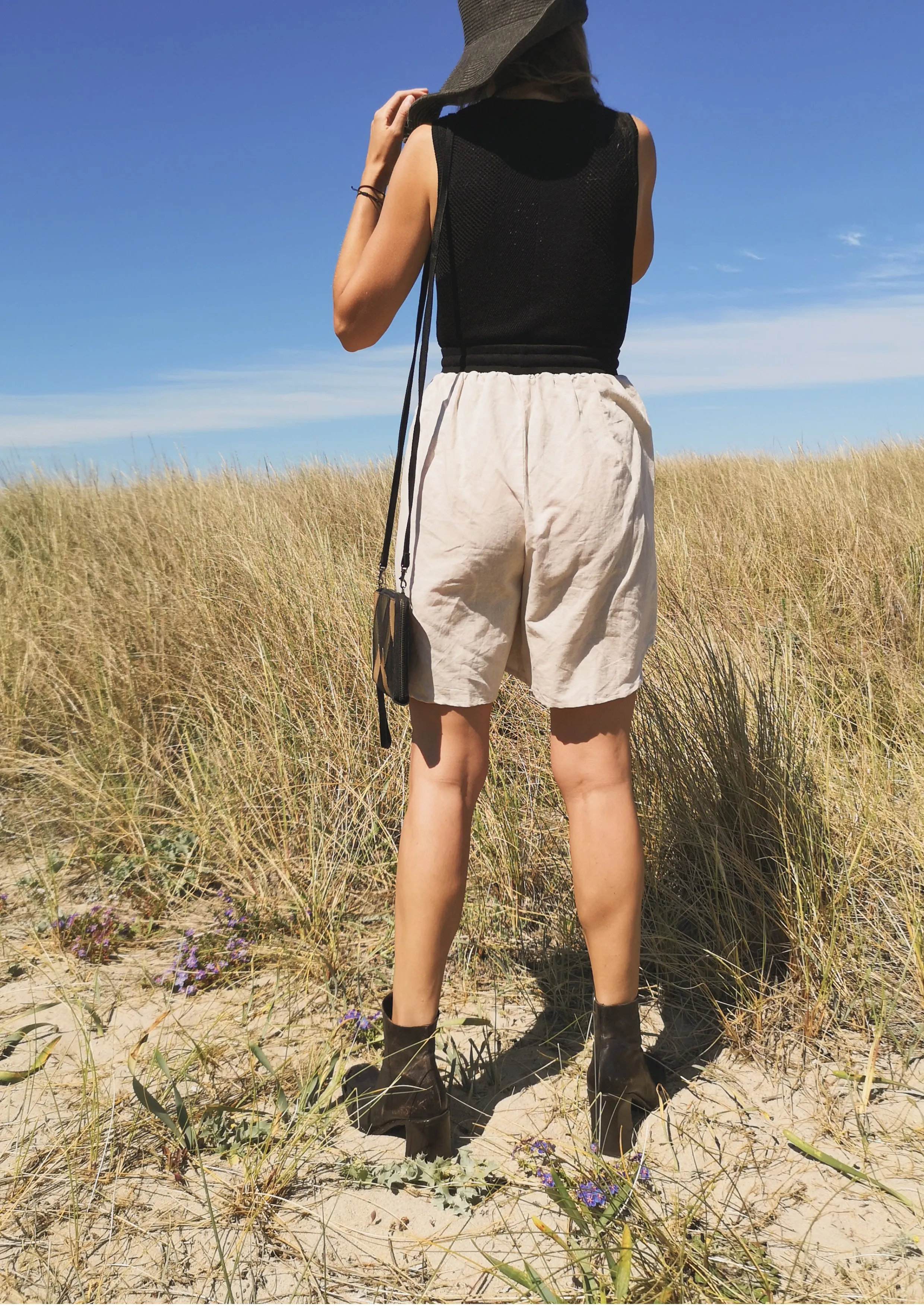 SHORTS HIGH WAIST WIDE - LINEN natural white