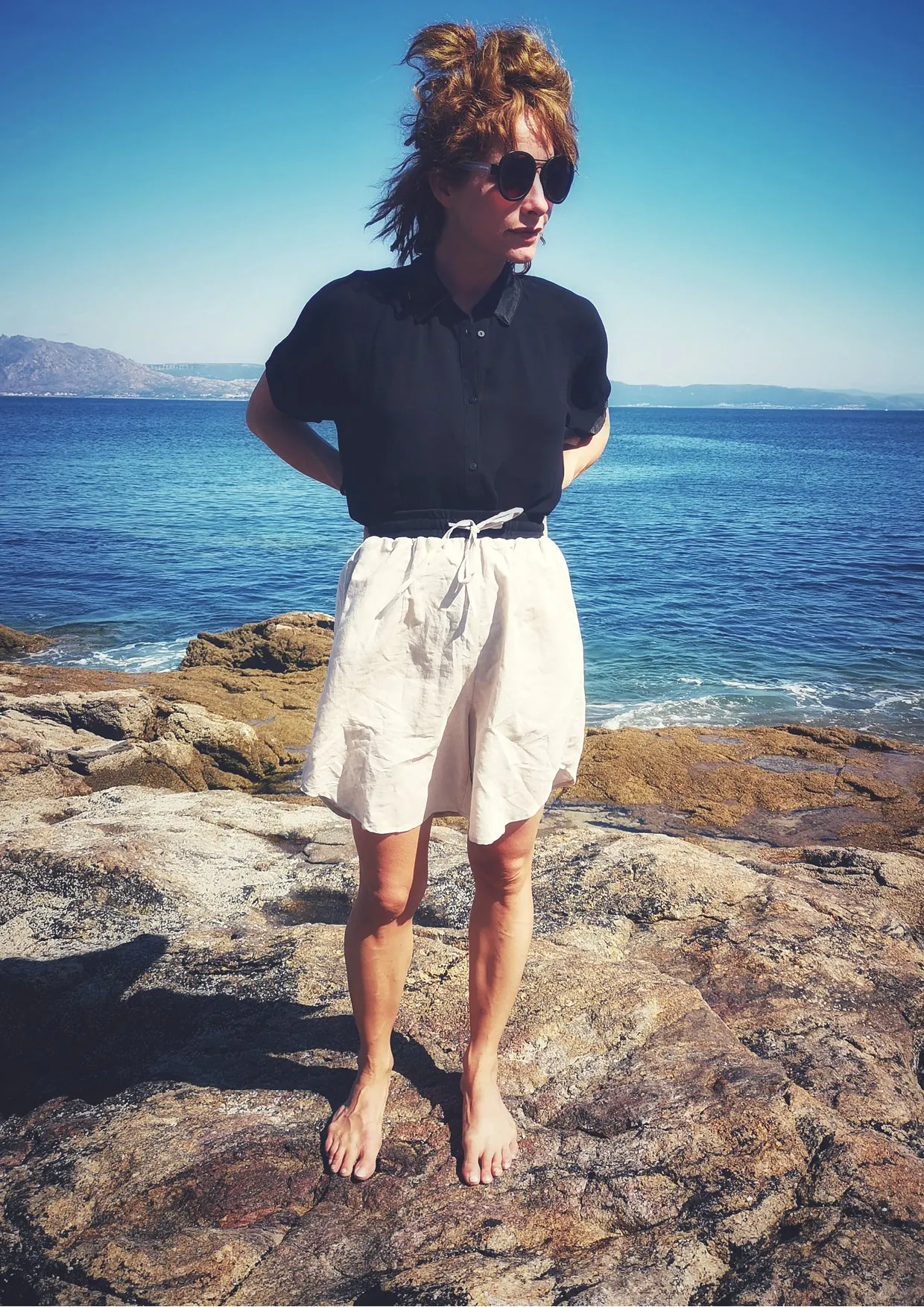 SHORTS HIGH WAIST WIDE - LINEN natural white