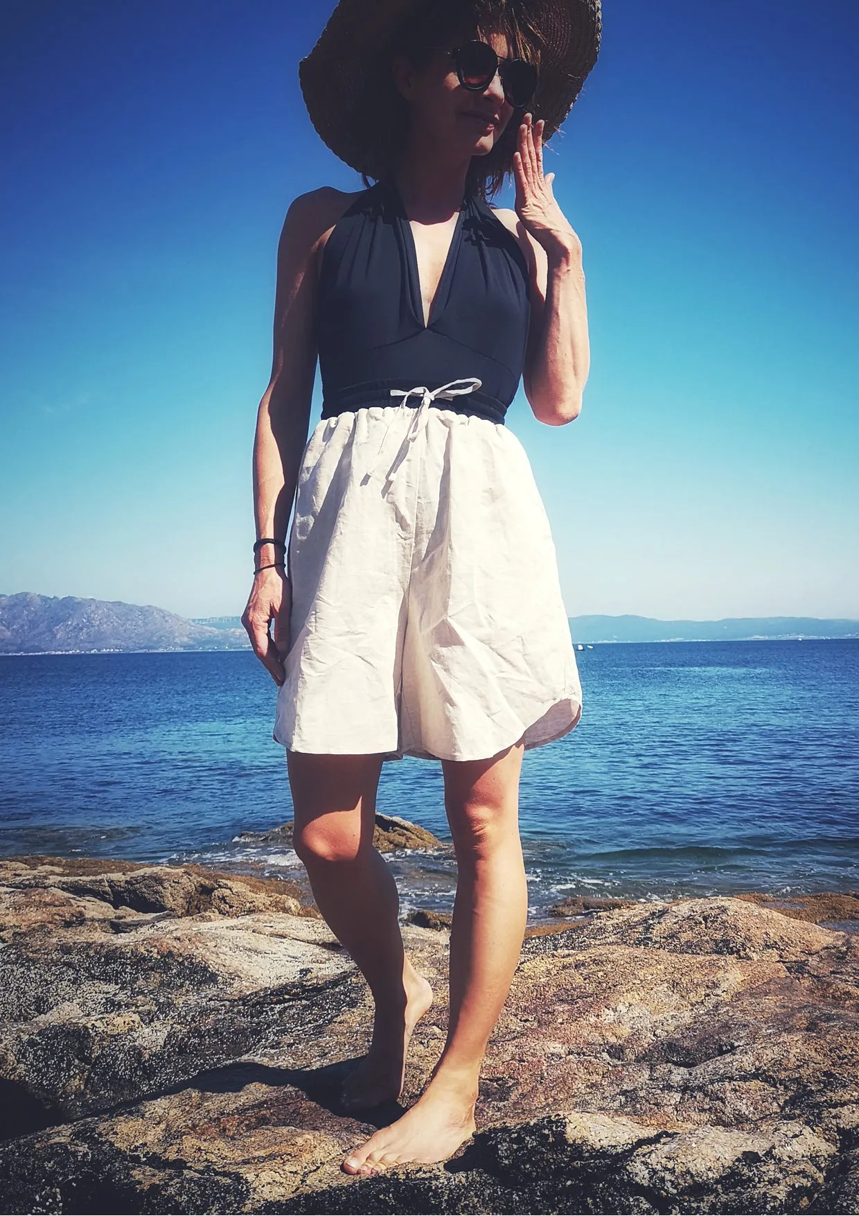 SHORTS HIGH WAIST WIDE - LINEN natural white