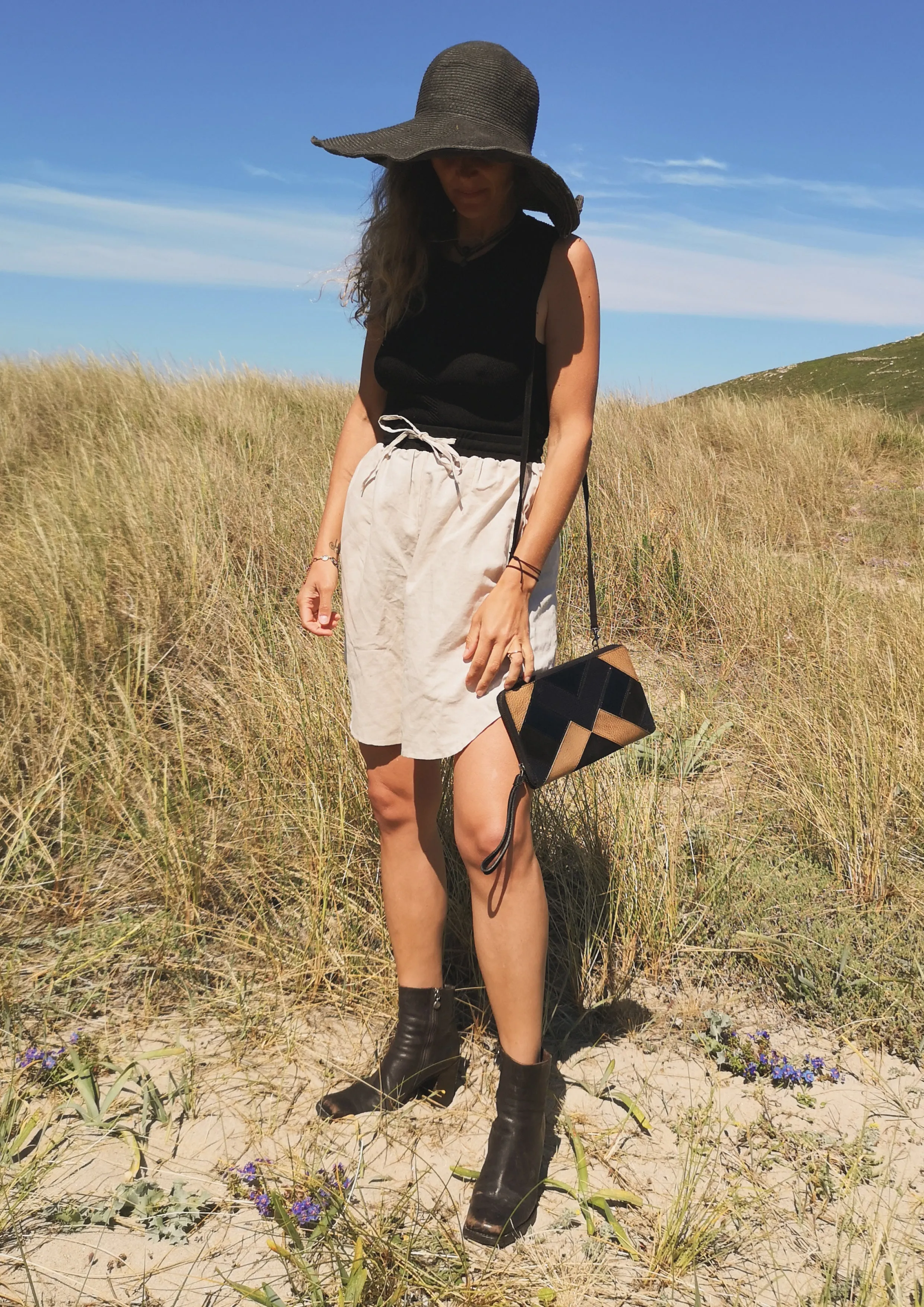 SHORTS HIGH WAIST WIDE - LINEN natural white