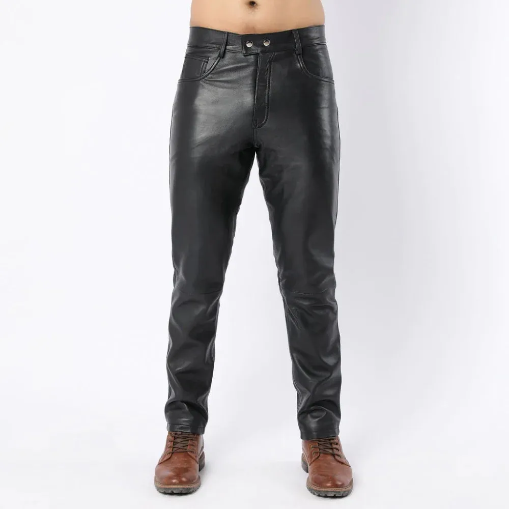 Side Panel Men's Black Sheep Leather Pants