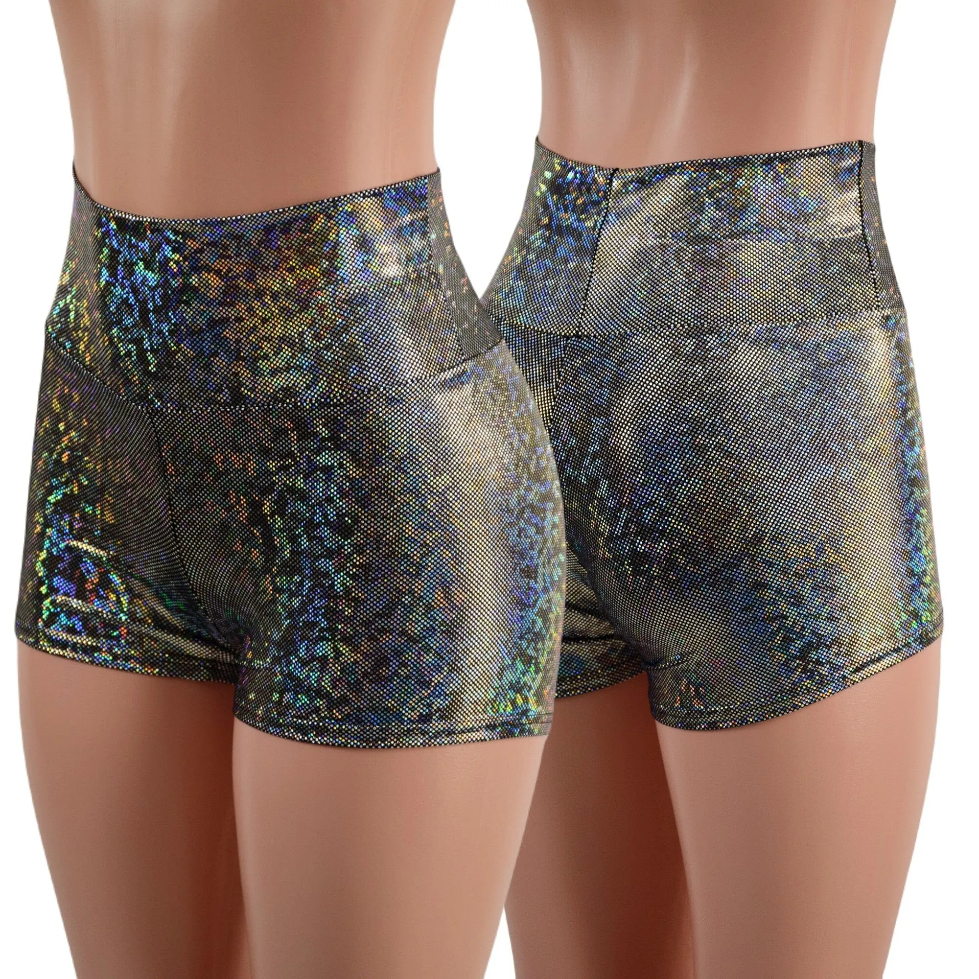 Silver Kaleidoscope High Waist Shorts READY to SHIP