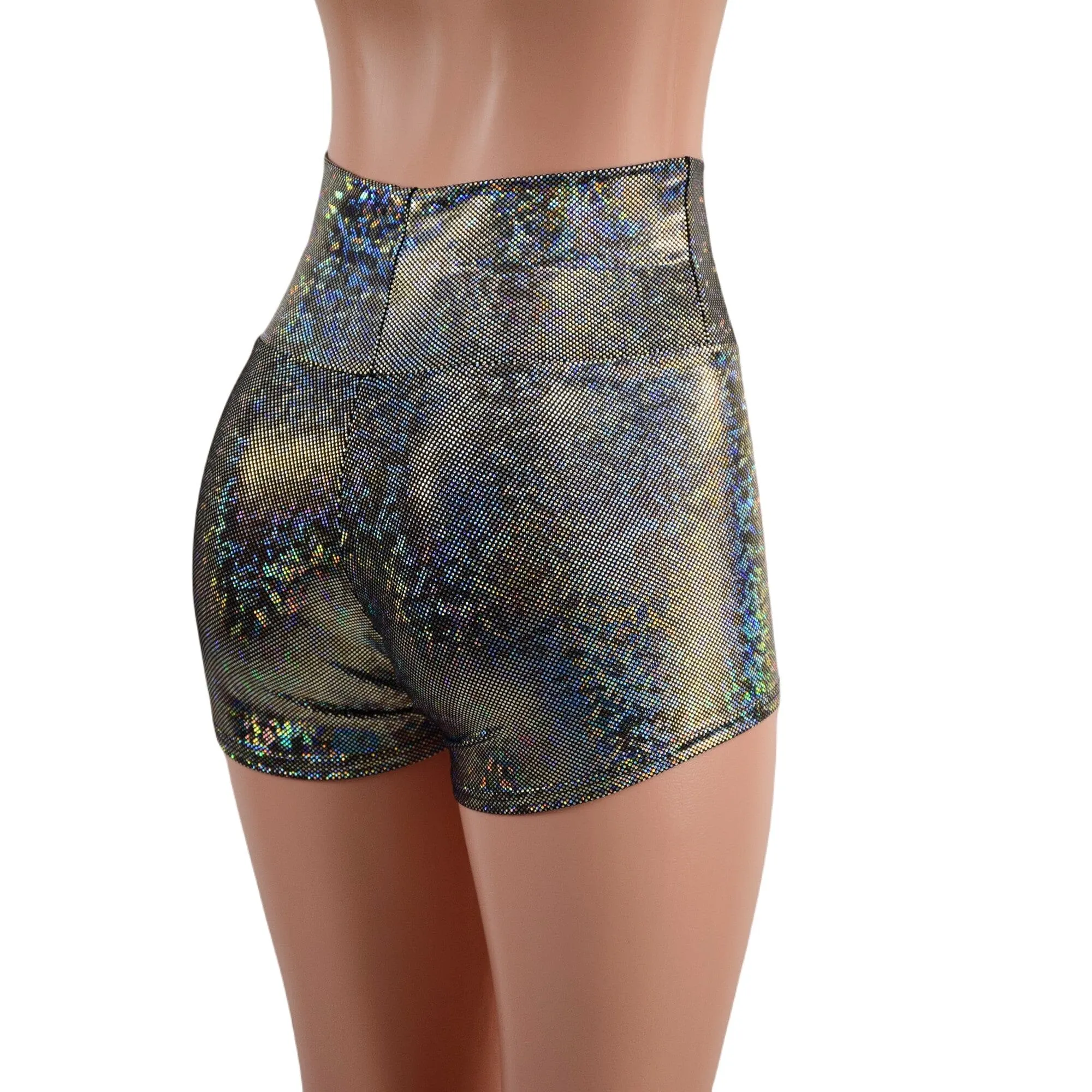 Silver Kaleidoscope High Waist Shorts READY to SHIP