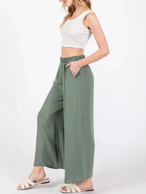 Simple Breeze Wide Leg Set With Twin Pockets (Assorted Colors)