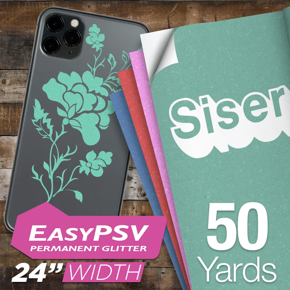 Siser EasyPSV Glitter Permanent Adhesive Sticker Vinyl - 24" x 50 Yards