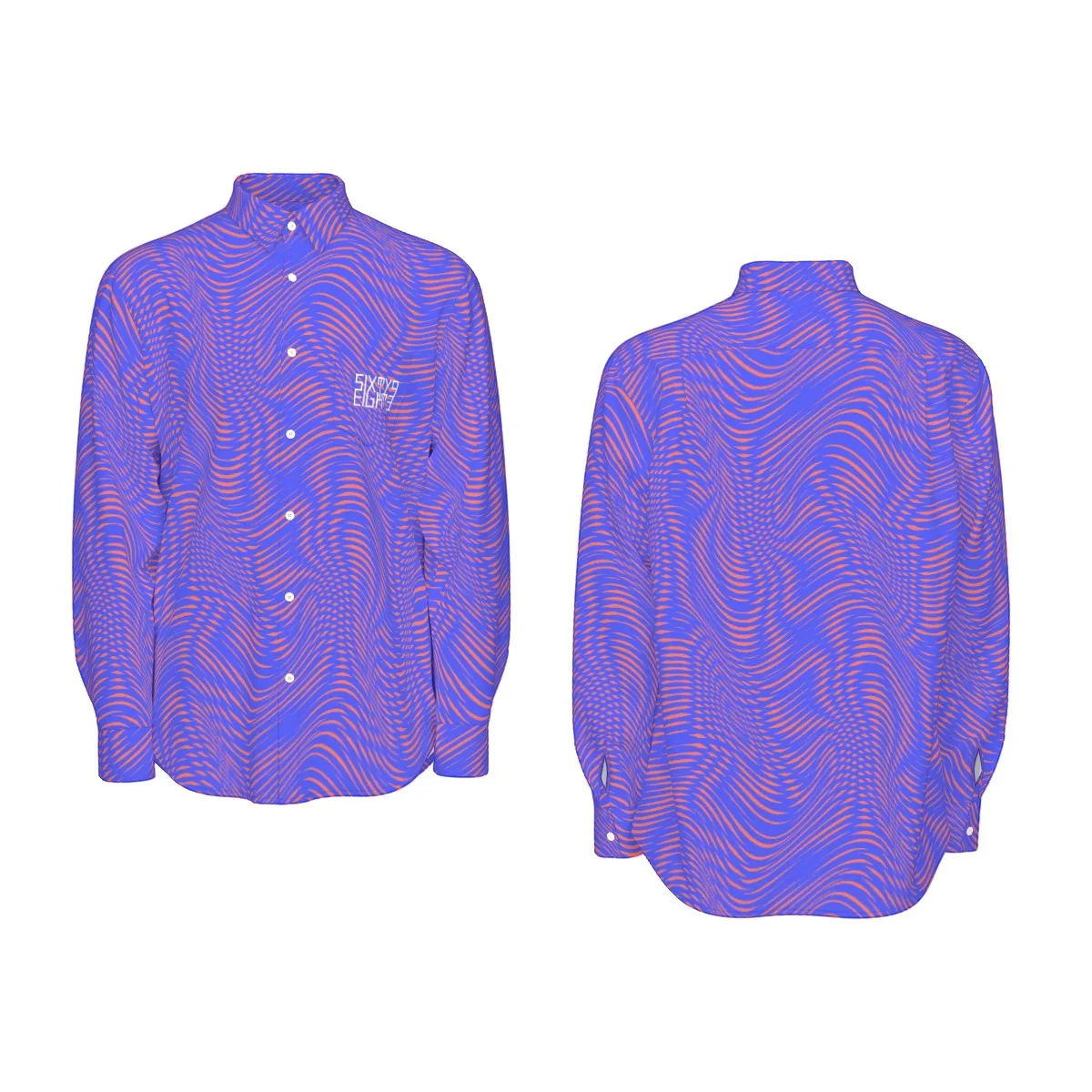 Sixty Eight 93 Logo White Men's Cotton Long Sleeve Shirt #9