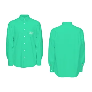 Sixty Eight 93 Logo White Sea Green Men's Cotton Long Sleeve Shirt