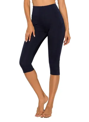 Soft Solid Color High Waist Capris Yoga Pants