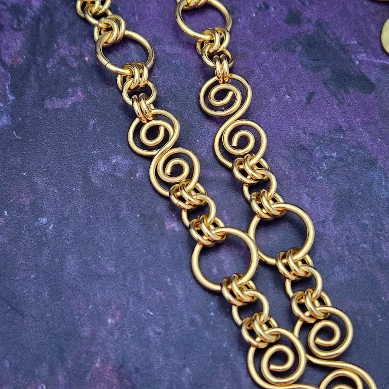SOLD - READY TO SHIP INFINITY SOFT LOCKING CHAIN COLLAR, Gold with Ocean Jasper, One of A Kind
