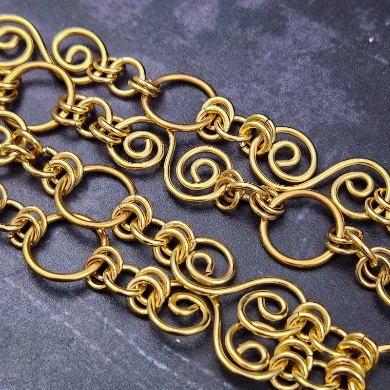 SOLD - READY TO SHIP INFINITY SOFT LOCKING CHAIN COLLAR, Gold with Ocean Jasper, One of A Kind