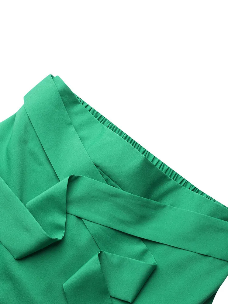 Solid Color High Waist Ruffle High Low Hem Swing Maxi Skirts For Women