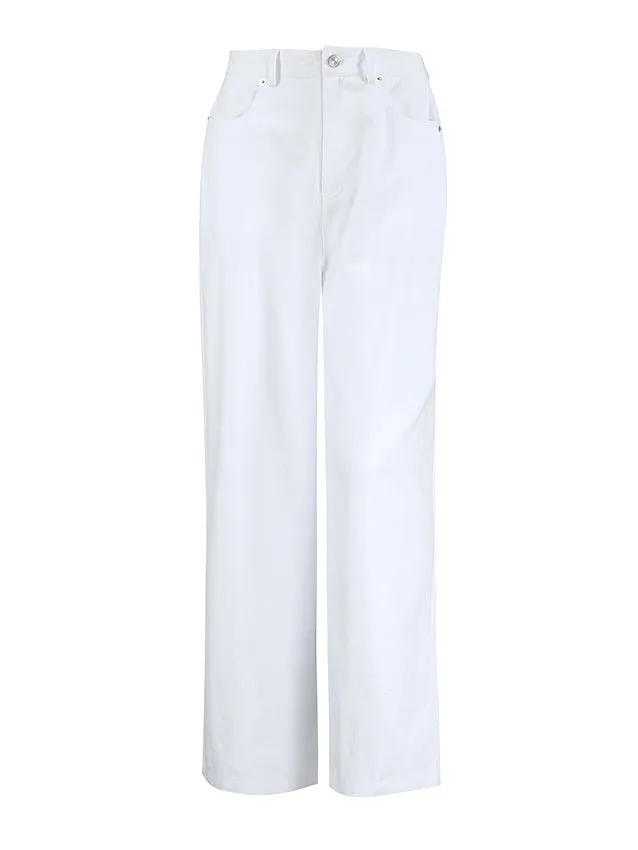 Solid Color High Waist Straight Pants