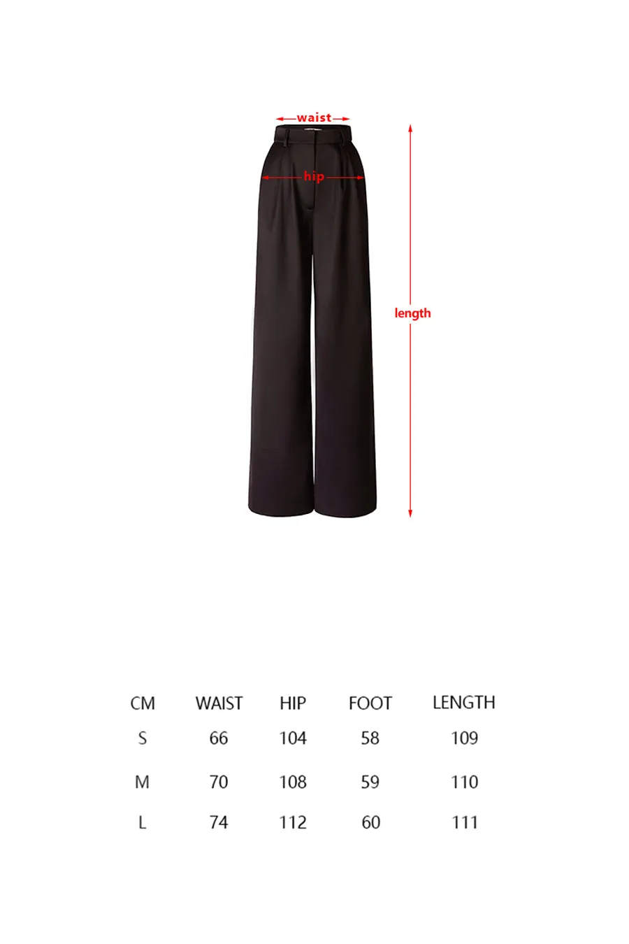 Solid color retro high waist wide leg pants