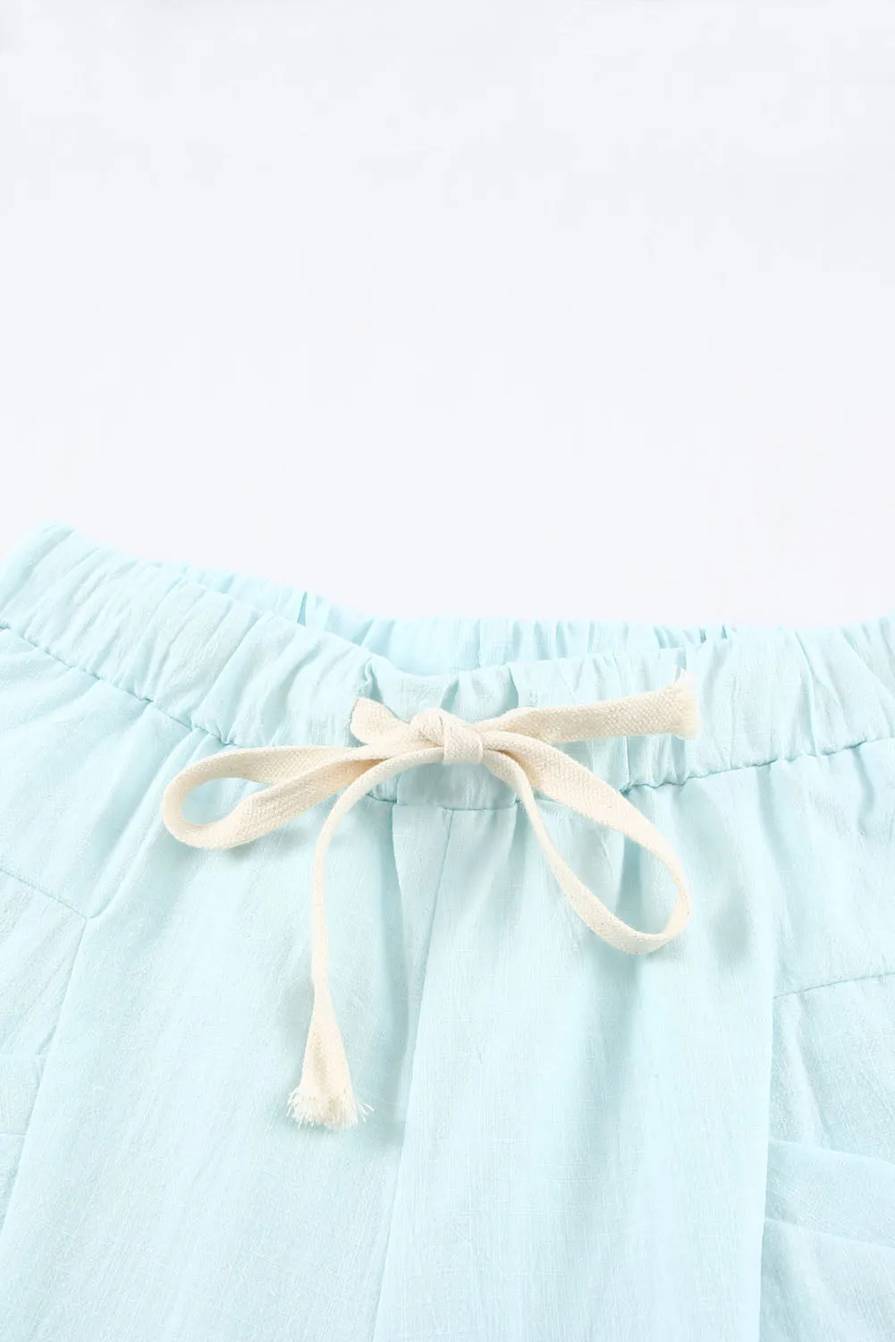 Solid Drawstring High Waist Pants with Side Pockets
