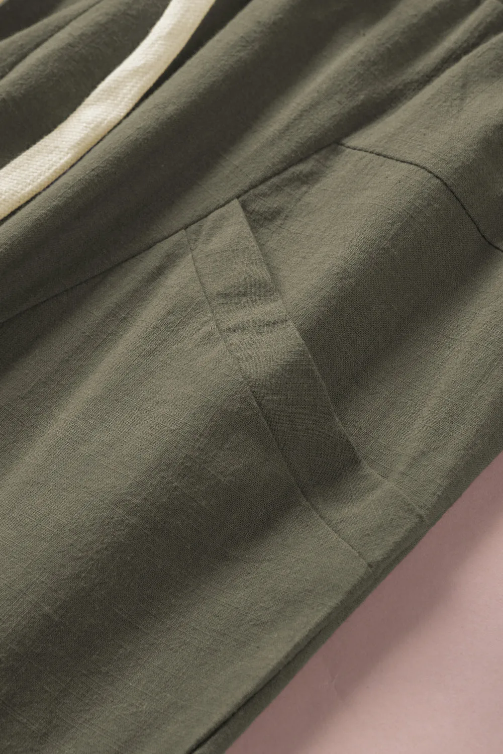 Solid Drawstring High Waist Pants with Side Pockets