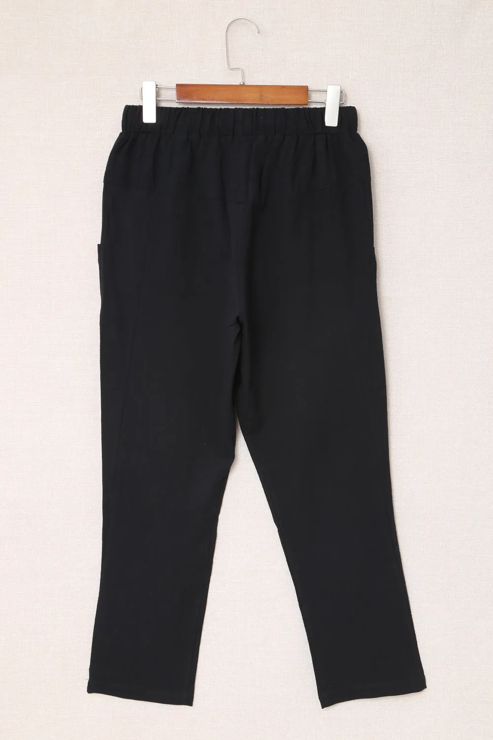 Solid Drawstring High Waist Pants with Side Pockets