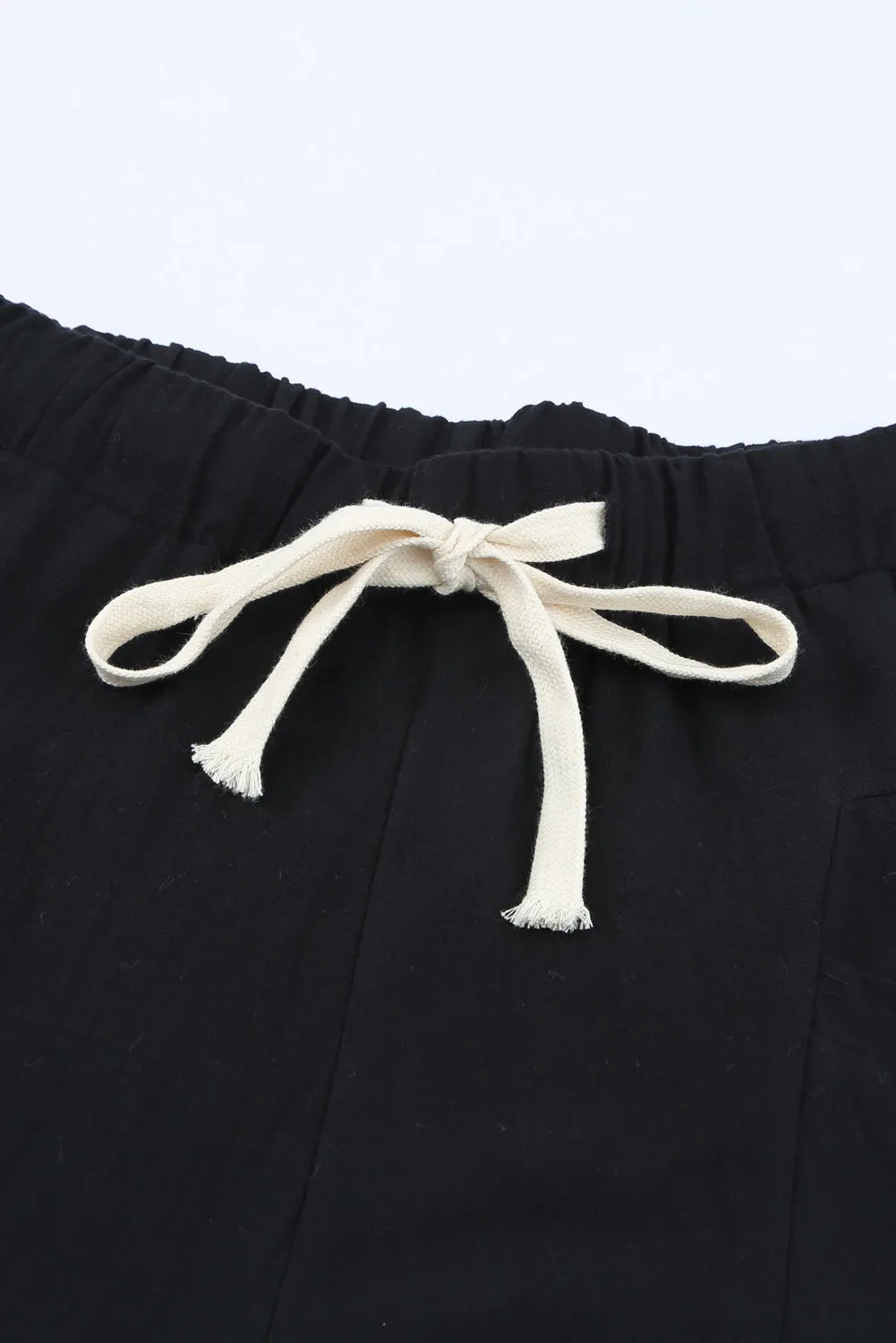 Solid Drawstring High Waist Pants with Side Pockets