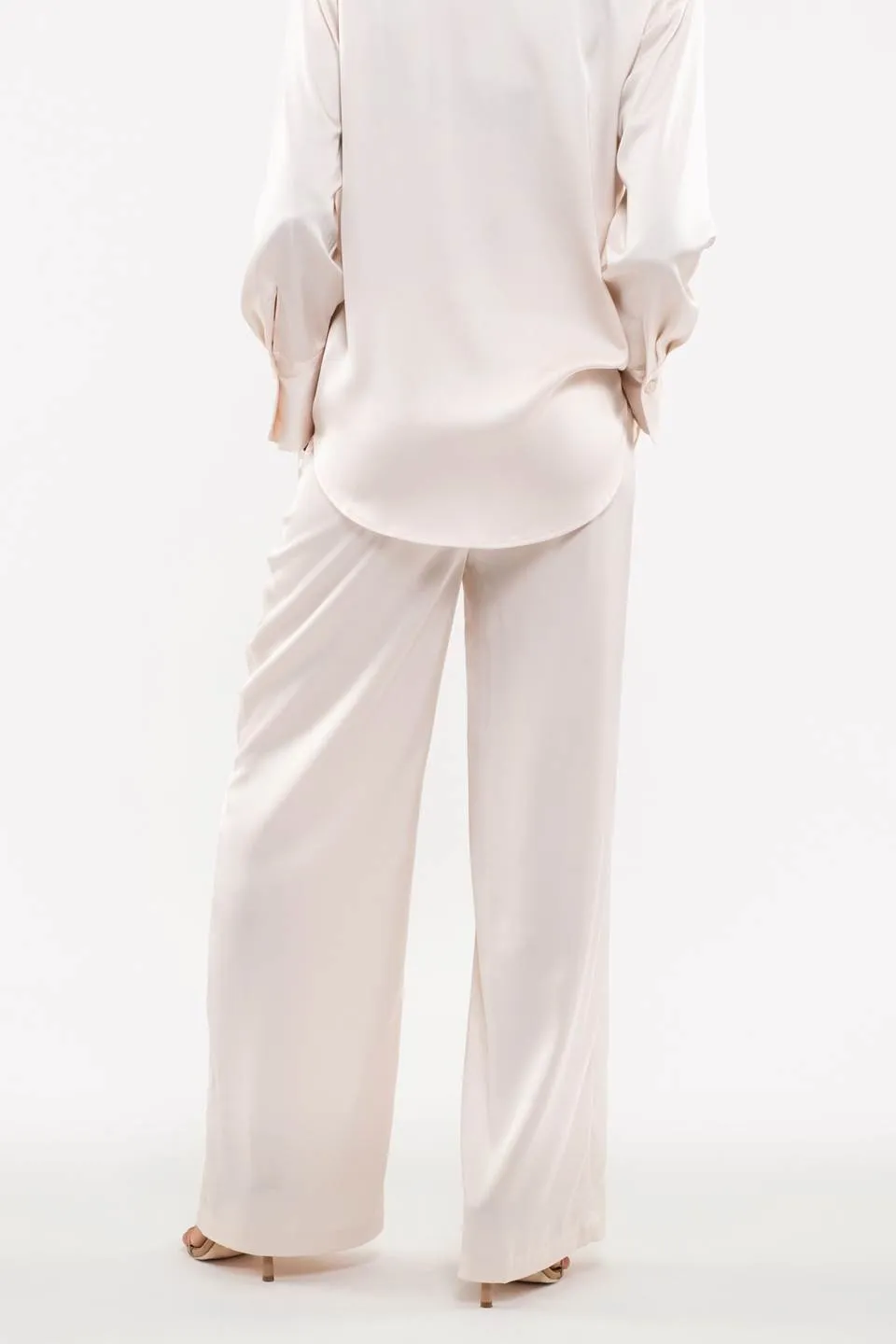 SOLID SATIN WIDE LEG PANTS