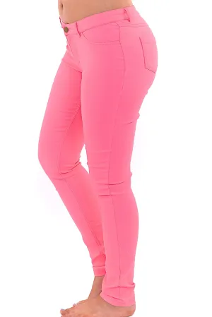 Something Delicious Jeggings - Neon Pink
