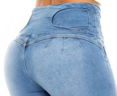 Sophia Push Up Jeans - High Waisted - Light Blue Ripped