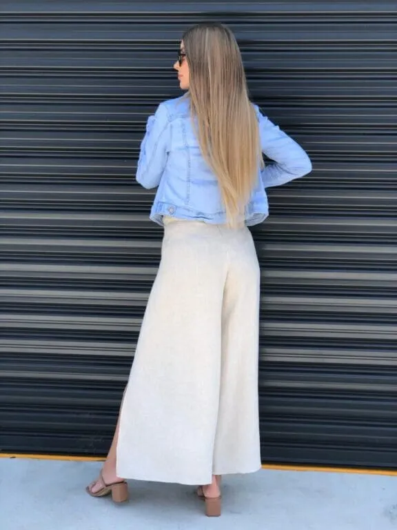 Split Nude Linen Pants