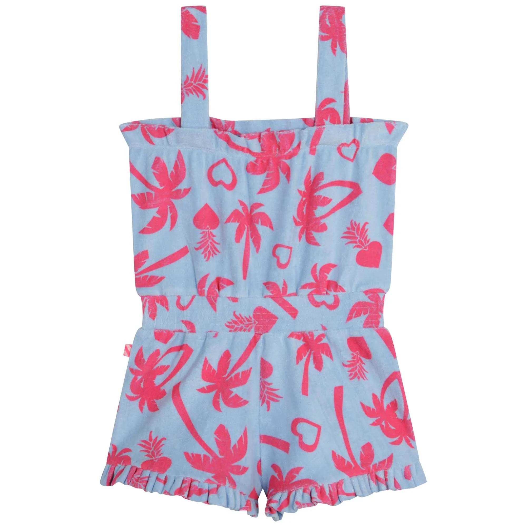 SS23 Billieblush Girls Blue & Pink Palm Tree Towelling Playsuit