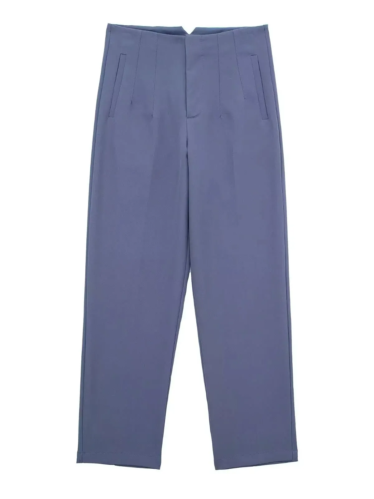 Straight Pants High Waist Zipper Fly Trousers