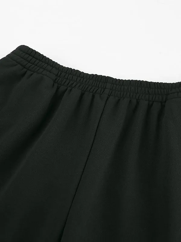 Striped Wide Leg Black Trousers Pants