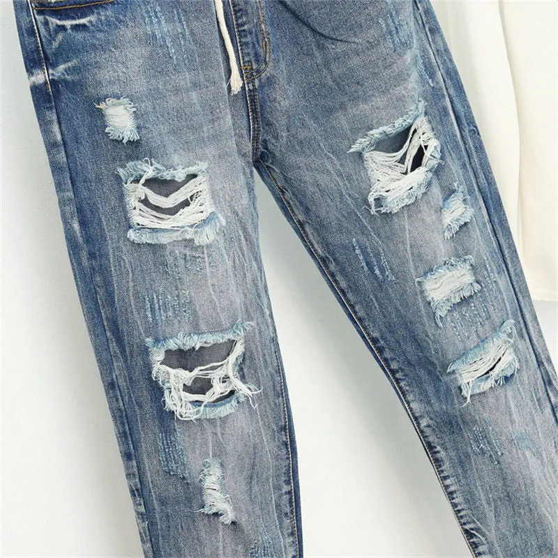 Summer Ripped Boyfriend Jeans For Women Fashion High Mujer Vaqueros