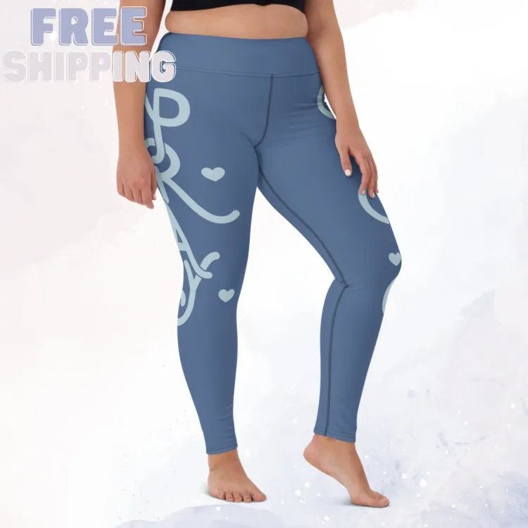 Super Stretchy Blue Pray High Waist Leggings