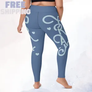 Super Stretchy Blue Pray High Waist Leggings