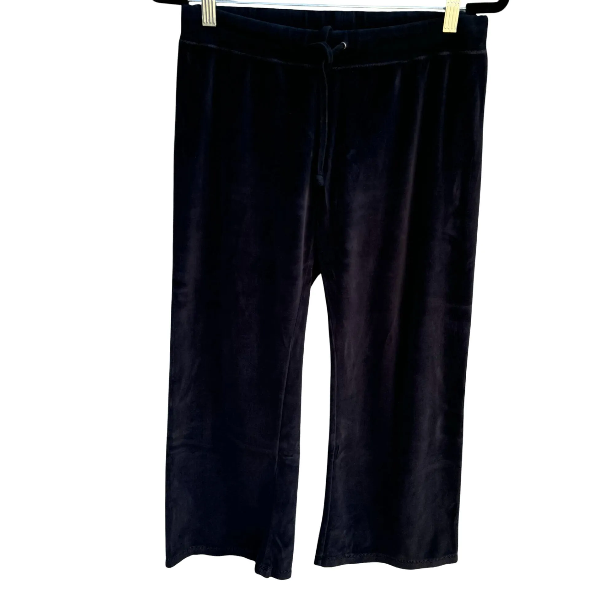 Sweet Romeo Womens Black Velour Elastic Drawstring Waist Lounge Yoga Pants M